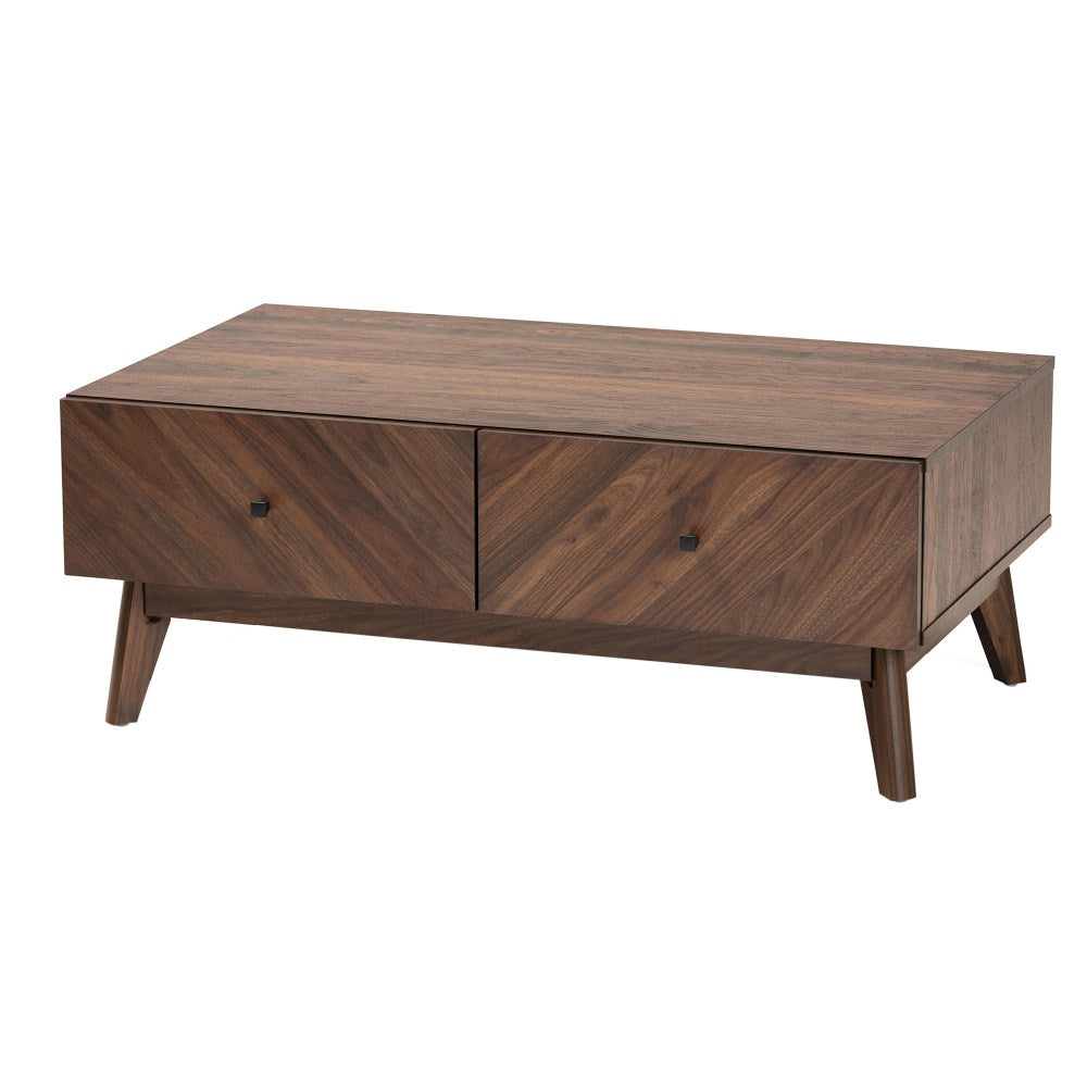 Baxton Studio Hartman Coffee Table, 14-3/4inH x 38inW x 22-1/4inD, Walnut Brown