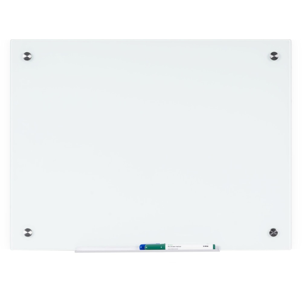 Bi-silque Magnetic Glass Dry Erase Board - 36in (3 ft) Width x 48in (4 ft) Height - White Glass Surface - Rectangle - Horizontal/Vertical - 1 Each