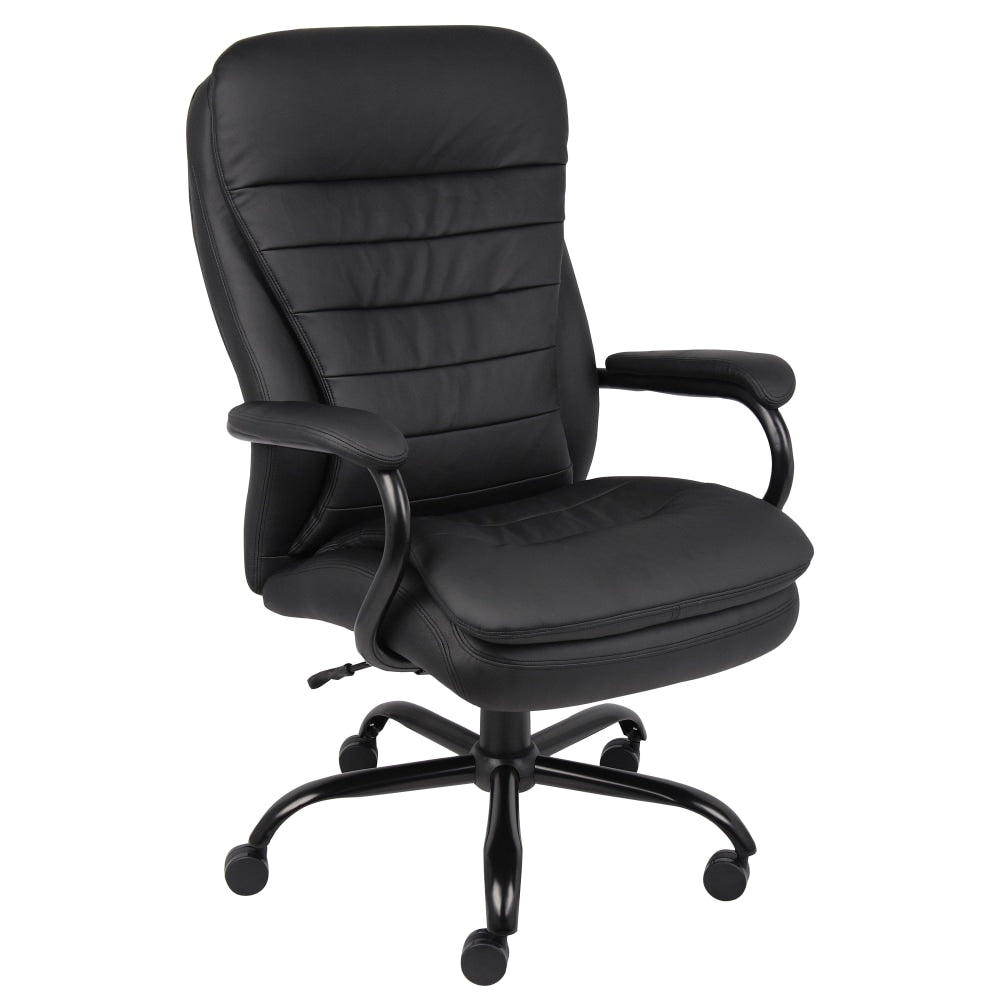 Boss Office Products Heavy Duty Big And Tall Double Plush Executive Chair, CaressoftPlus Vinyl, Black