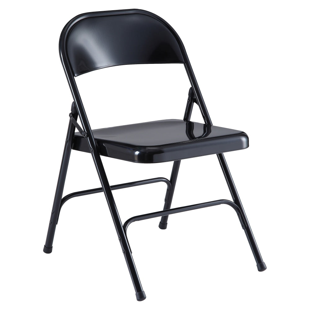 Lorell Metal Folding Chair, Black, Set Of 4