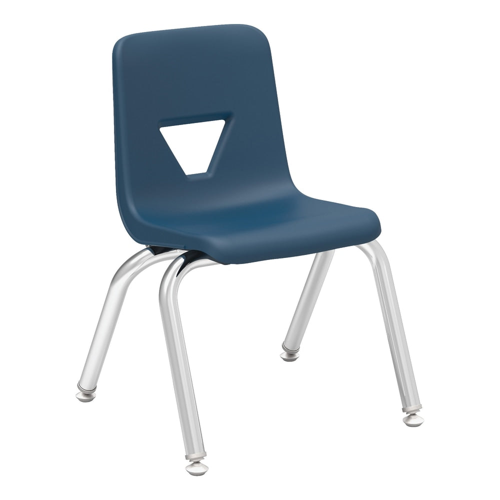 Lorell Classroom Student Stack Chairs, 12inH Seat, Navy/Silver, Set Of 4