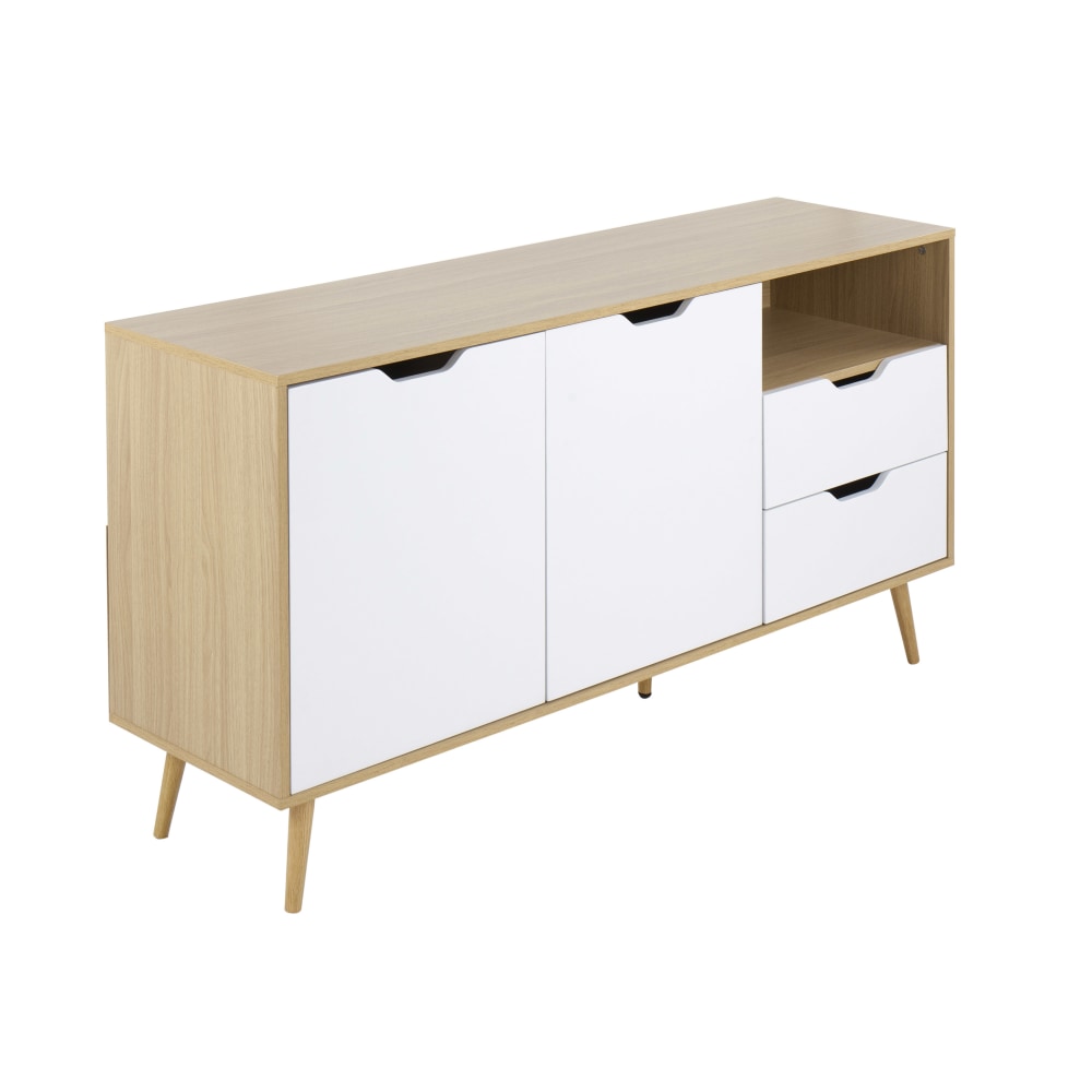 LumiSource Astro Contemporary Sideboard, 29-3/4inH x 55-1/4inW x 15-3/4inD, Natural/White