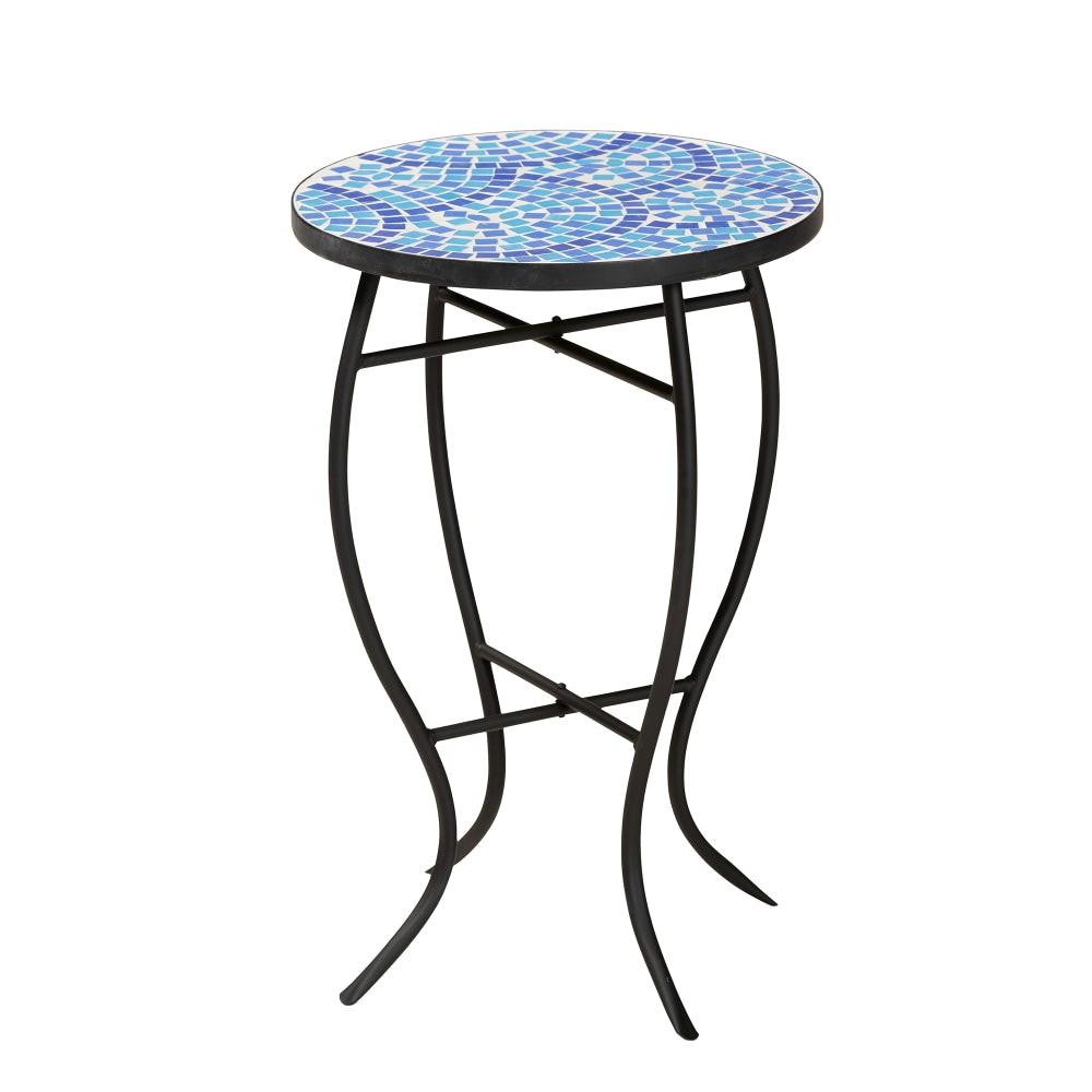 Baxton Studio Gaenor Plant Stand, 21-1/8inH x 14inW x 14inD, Black/Blue