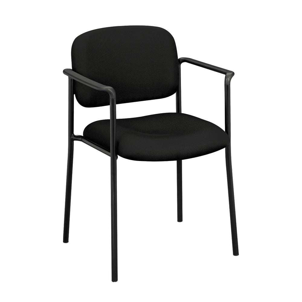 HON Scatter Stacking Guest Chair, Fixed Arms, Fabric, Black