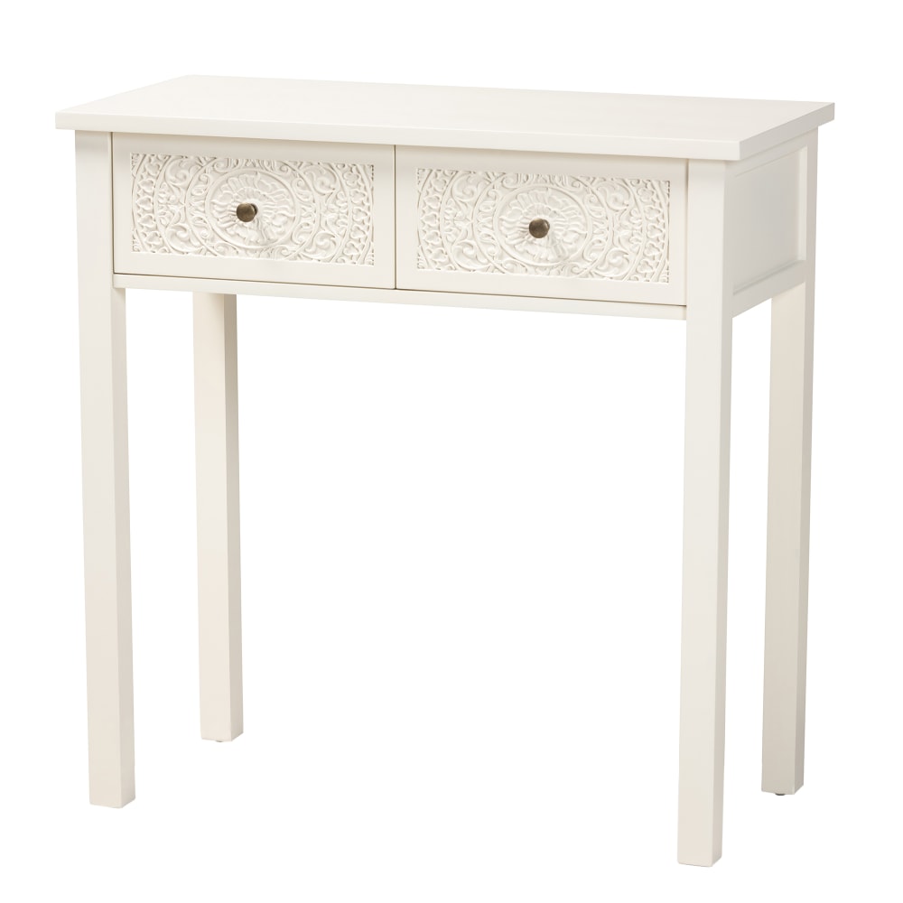 Baxton Studio Lambert 2-Drawer Console Table, 31-15/16inH x 31-1/2inW x 15inD, White