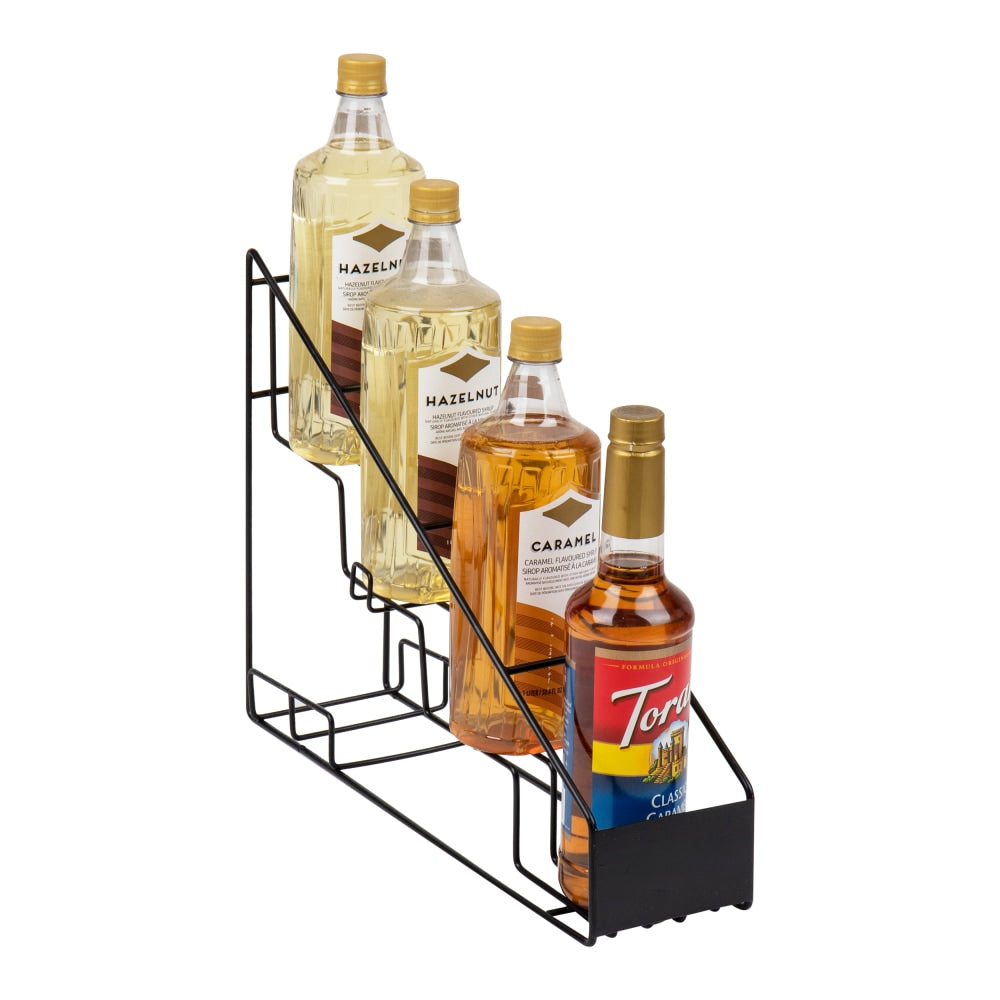 Mind Reader Alloy Collection 4-Compartment Syrup Bottle Organizer 13inH x 4 1/4inW x 17-1/4inD, Black