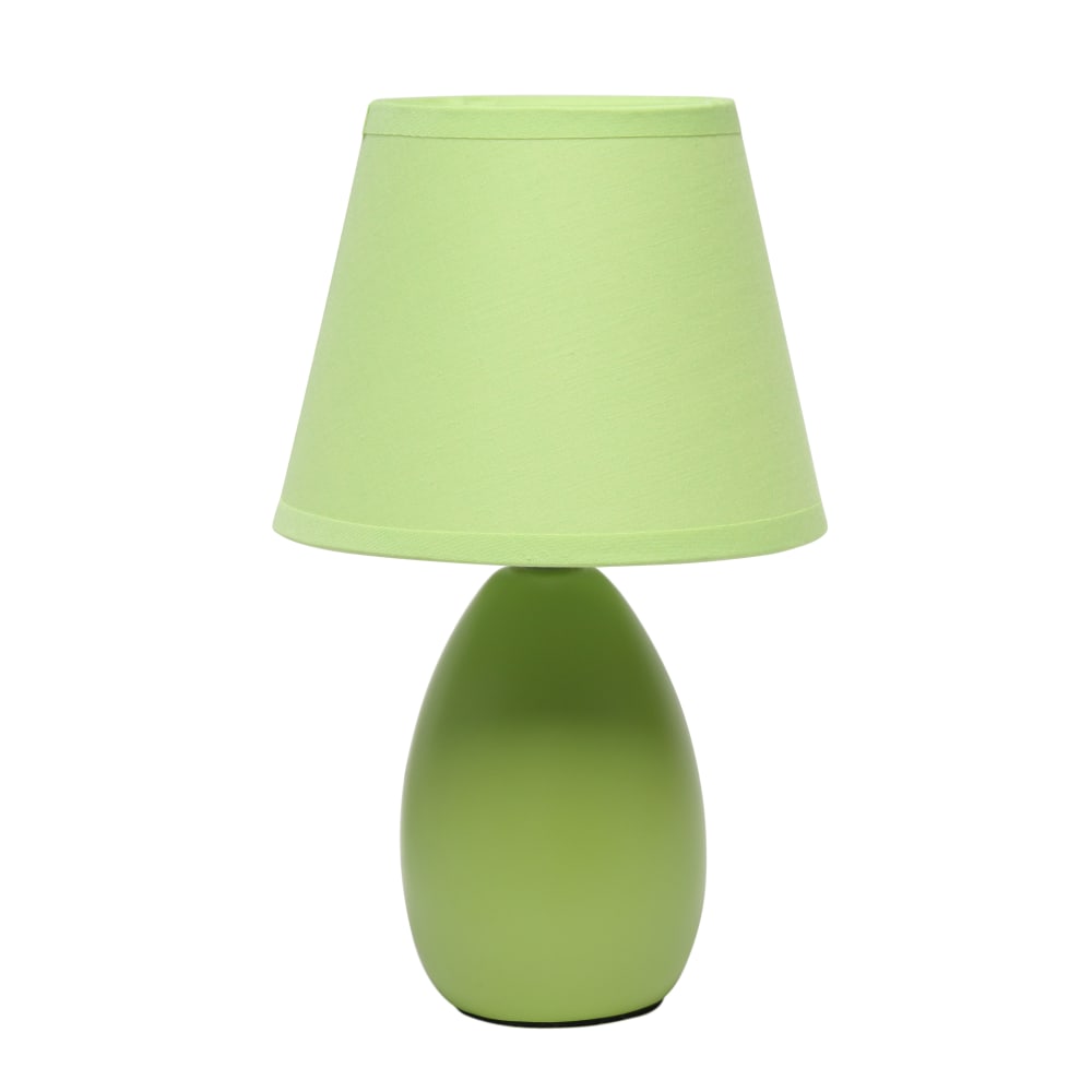 Creekwood Home Nauru Petite Ceramic Oblong Table Lamp, 9-7/16inH, Green Shade/Green Base