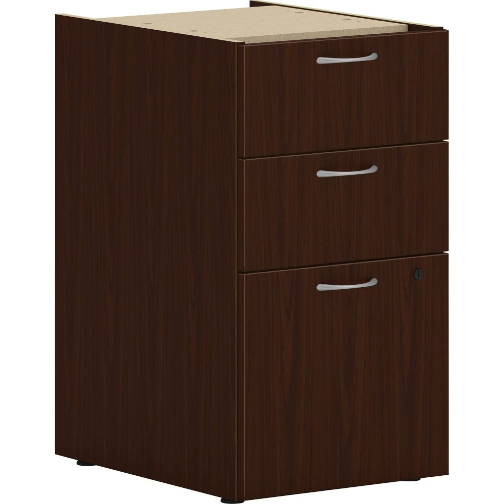 HON 15in Vertical 3-Drawer File Cabinet Support Pedestal, Worksurface, Mahogany