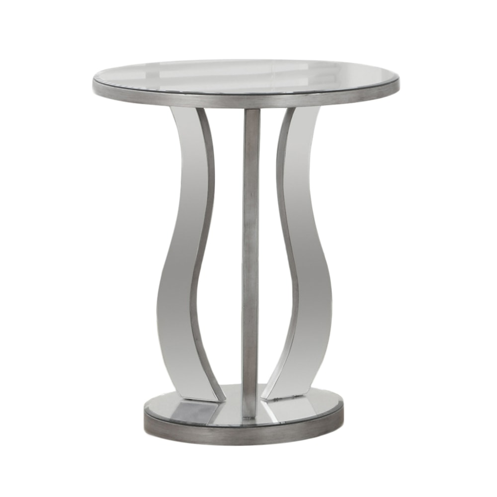 Monarch Specialties Janis Accent Table, 24inH x 20inW x 20inD, Brushed Silver