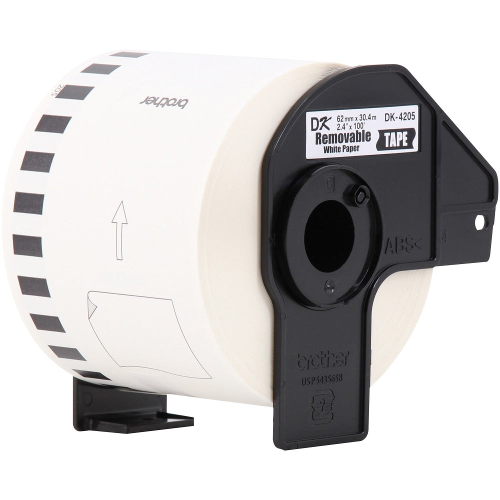 Brother DK4205 Continous Removable Label Tape Roll, 2.4in x 100ft, Rectangle, White