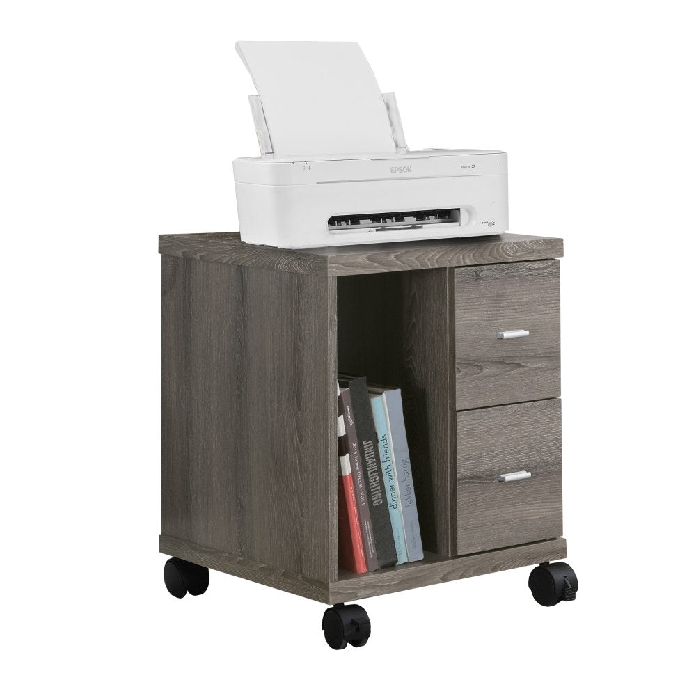 Monarch Specialties 18inD Vertical 2-Drawer Mobile Office File Cabinet, Dark Taupe