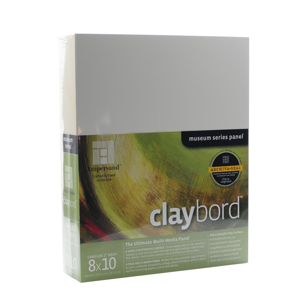 Ampersand Cradled Claybord, 8in x 10in, 2in, White