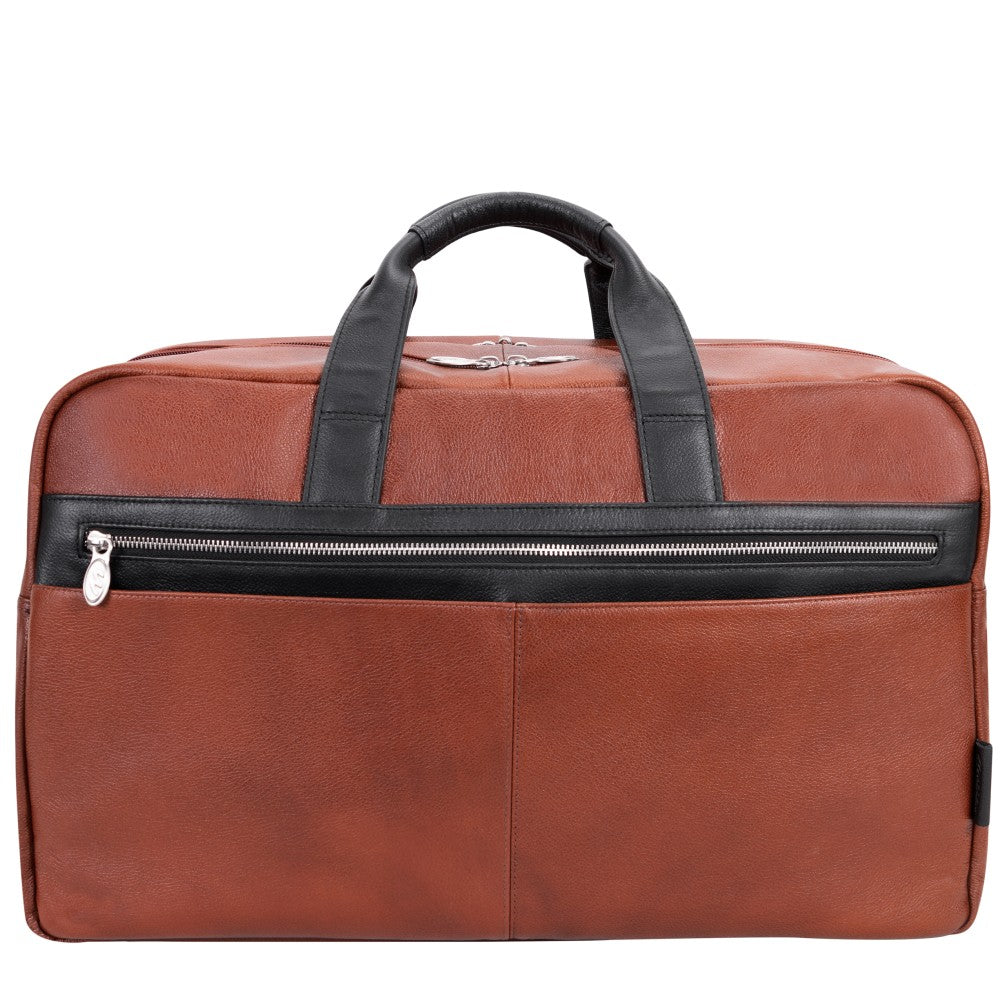 McKleinUSA Wellington Leather Laptop & Tablet Carry-All Duffel Bag, 13inH x 9inW x 21inD, Brown