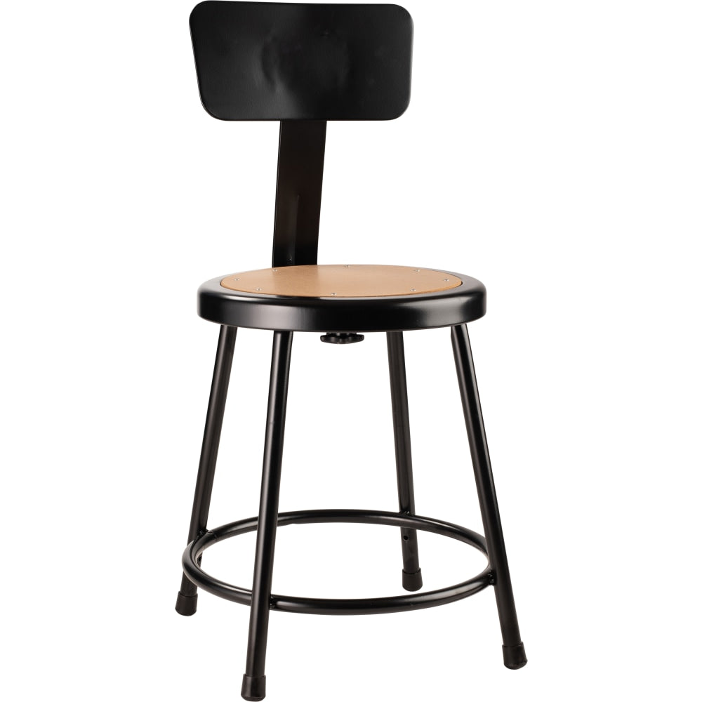 National Public Seating Hardboard Stool With Back, 18inH, Black