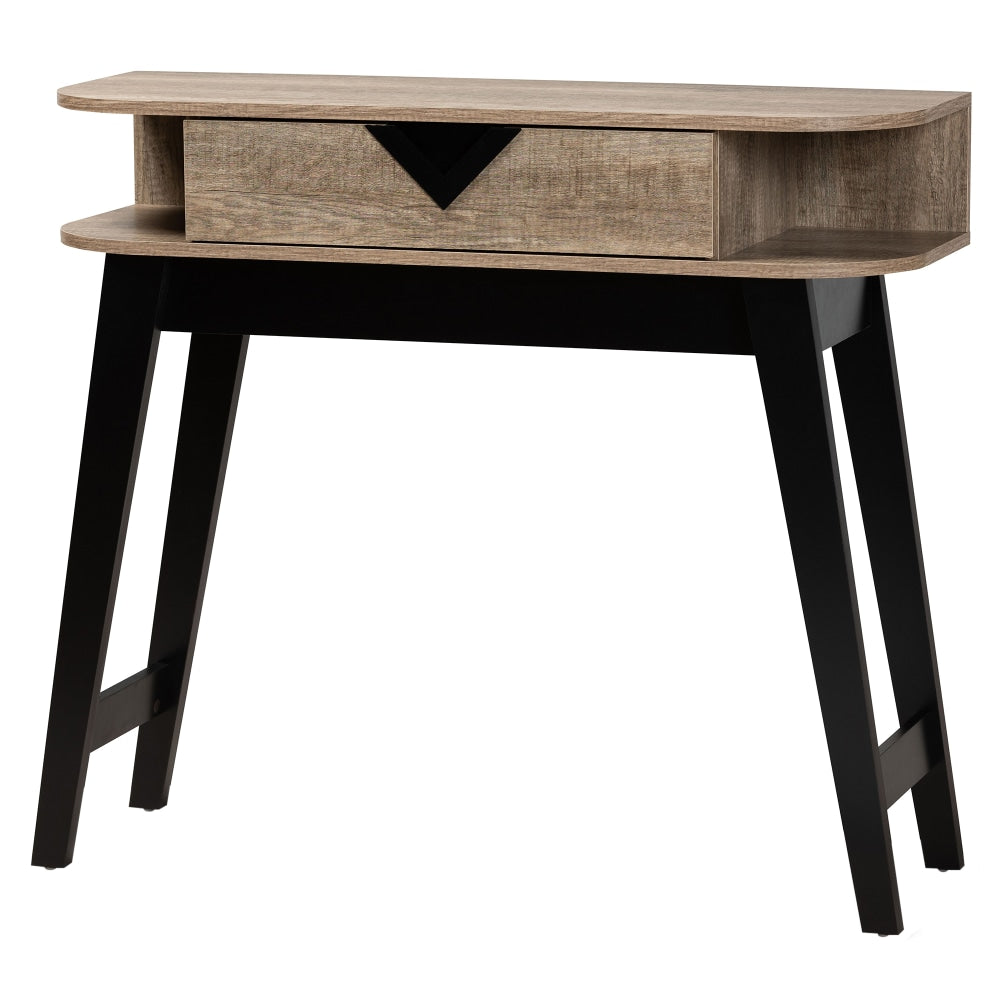Baxton Studio Wales Console Table, 1-Drawer, 34-13/16inH x 39-7/16inW x 13-13/16inD, Dark Brown/Light Brown
