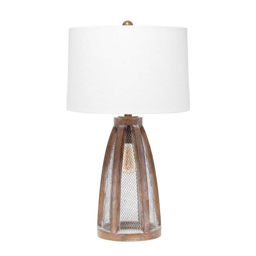 Lalia Home Wooded Arch Farmhouse Table Lamp, 29-1/2inH, White Shade/Old Wood Base
