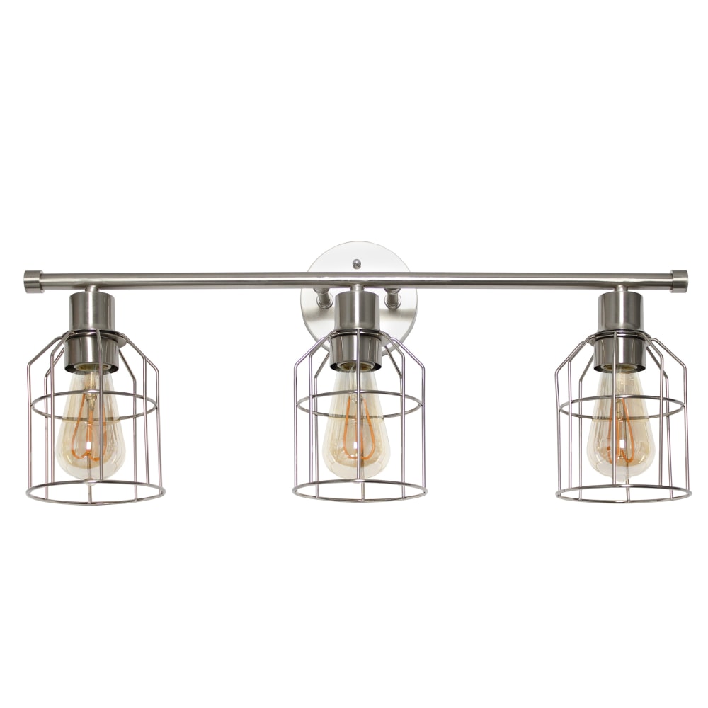 Lalia Home 3-Light Industrial Wired Vanity Light, 6-1/2inW, Brushed Nickel