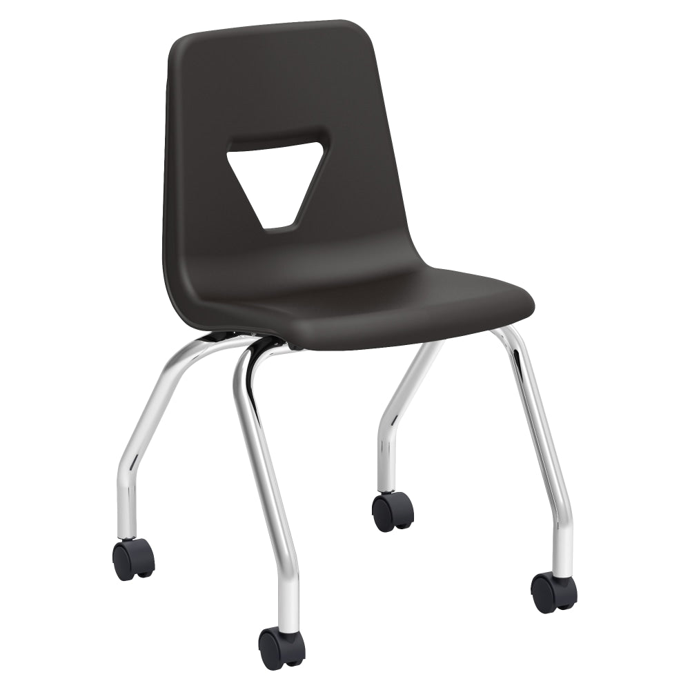 Lorell Classroom Mobile Chairs, 18inH Seat, Black/Chrome, Set Of 2