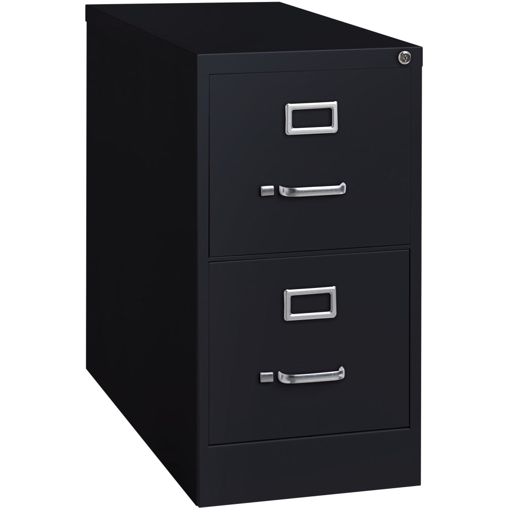 Lorell Fortress 26-1/2inD Vertical 2-Drawer Letter-Size File Cabinet, Black