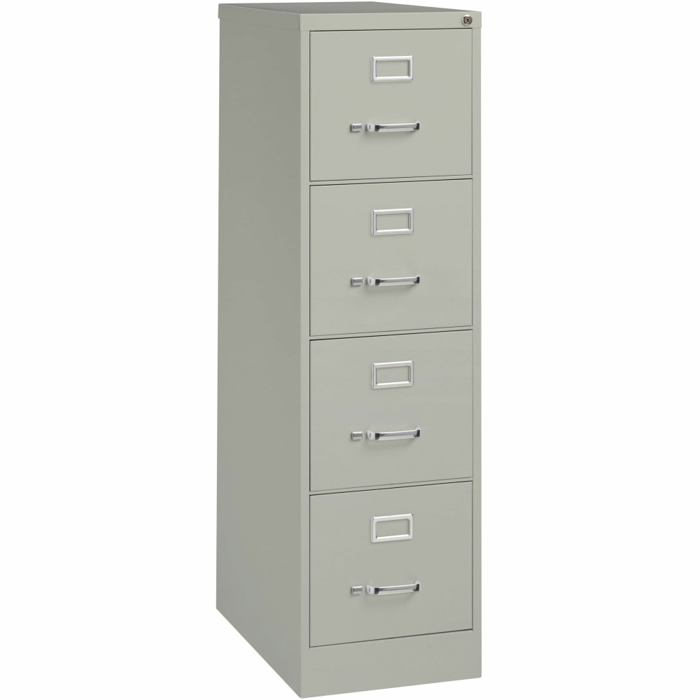 Lorell Fortress 25inD Vertical 4-Drawer Letter-Size File Cabinet, Light Gray