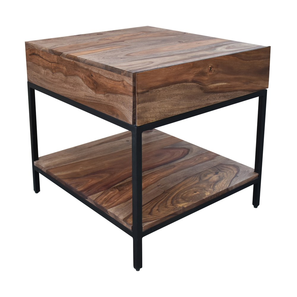 Coast to Coast Mercer End/Side Table, 24inH x 22inW x 24inD, Brownstone Nut Brown