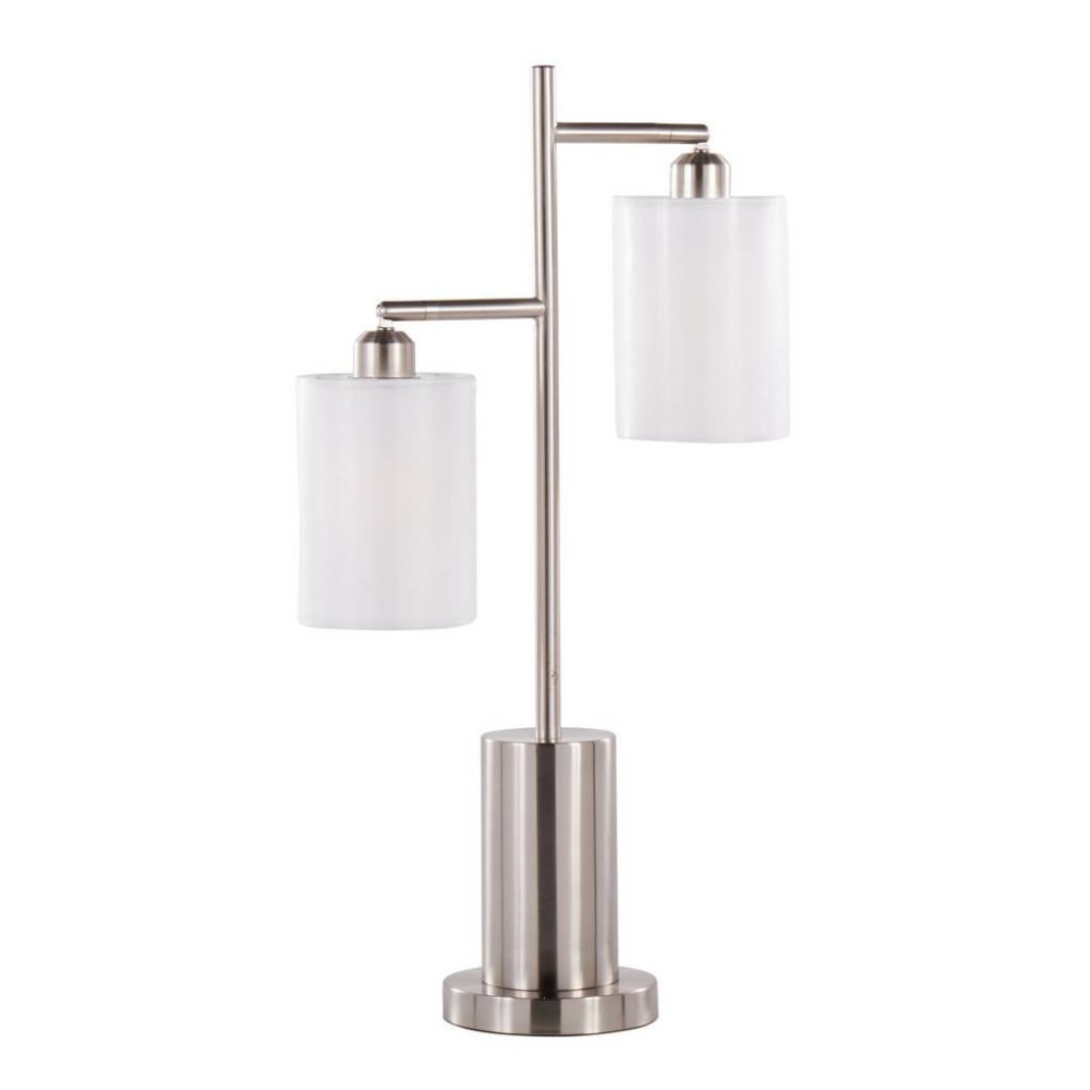 LumiSource Cannes Table Lamp, 17inH, Nickel/White