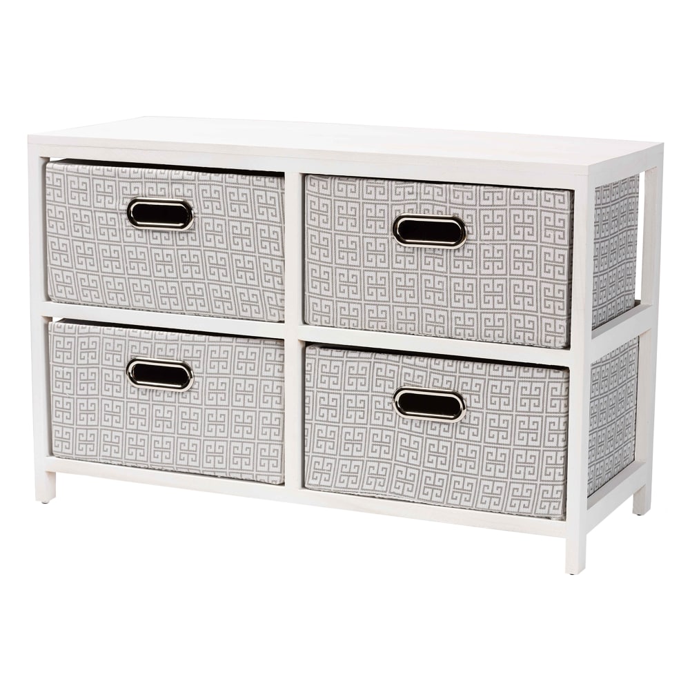 Baxton Studio Camber 29inW 4-Basket Storage Unit, White