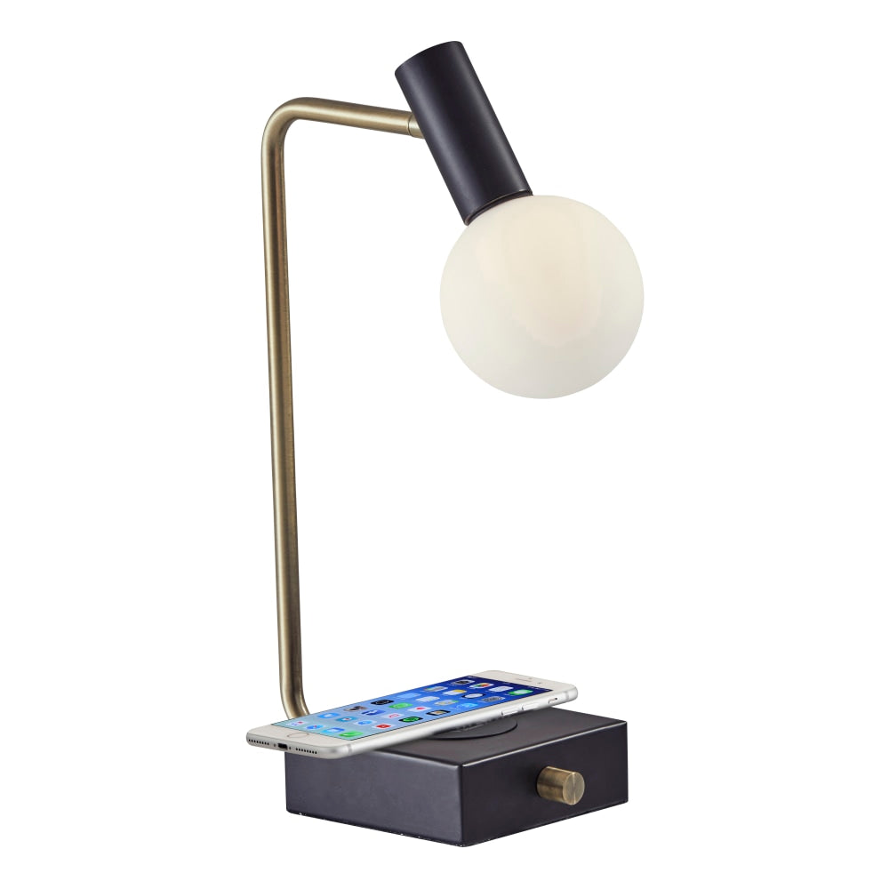 Adesso Windsor AdessoCharge LED Desk Lamp, 17-1/2inH, White Shade/Black Base