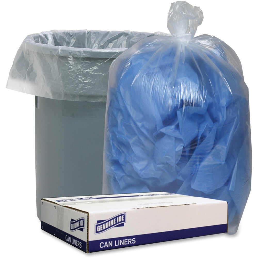 Genuine Joe Low Density Can Liners - 60 gal Capacity - 38in Width x 58in Length - 1.40 mil (36 Micron) Thickness - Low Density - Clear - 100/Carton - Recycled