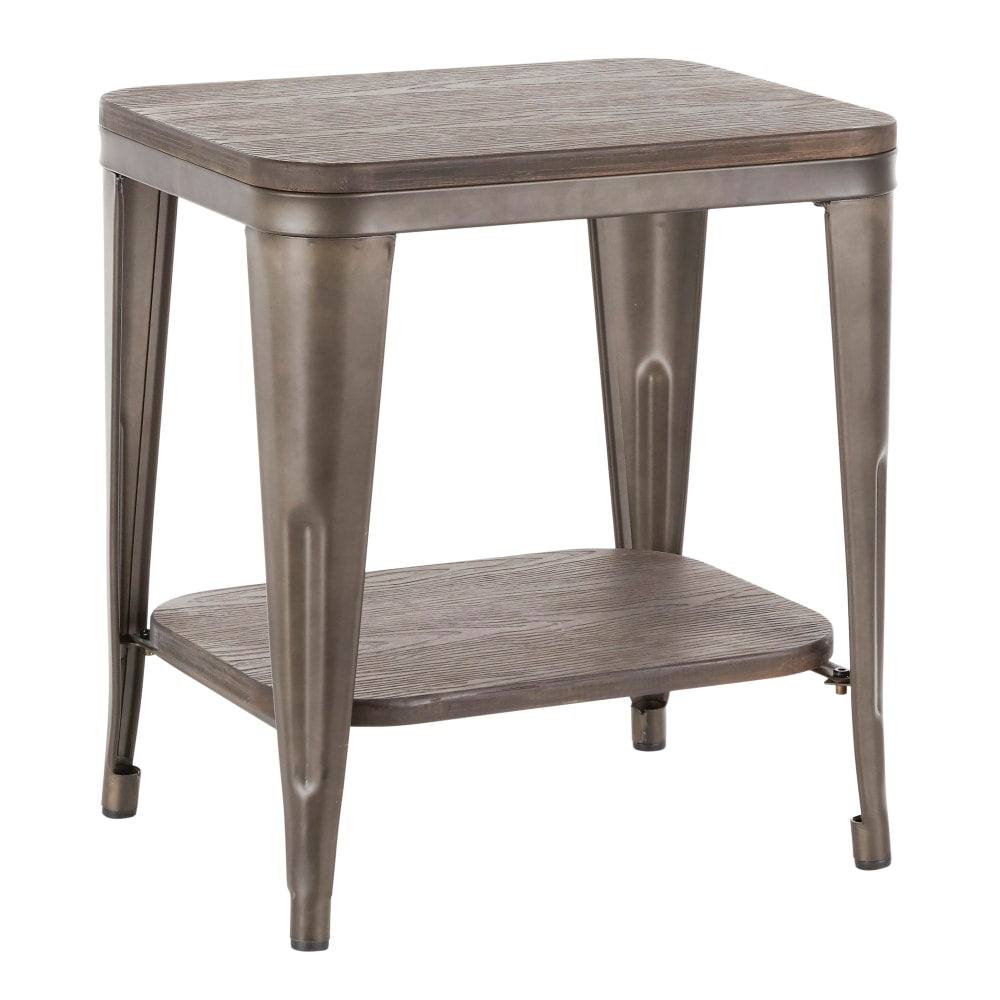 LumiSource Oregon Industrial End Table, 22inH x 19-1/2inW x 15-3/4inD, Antique/Espresso