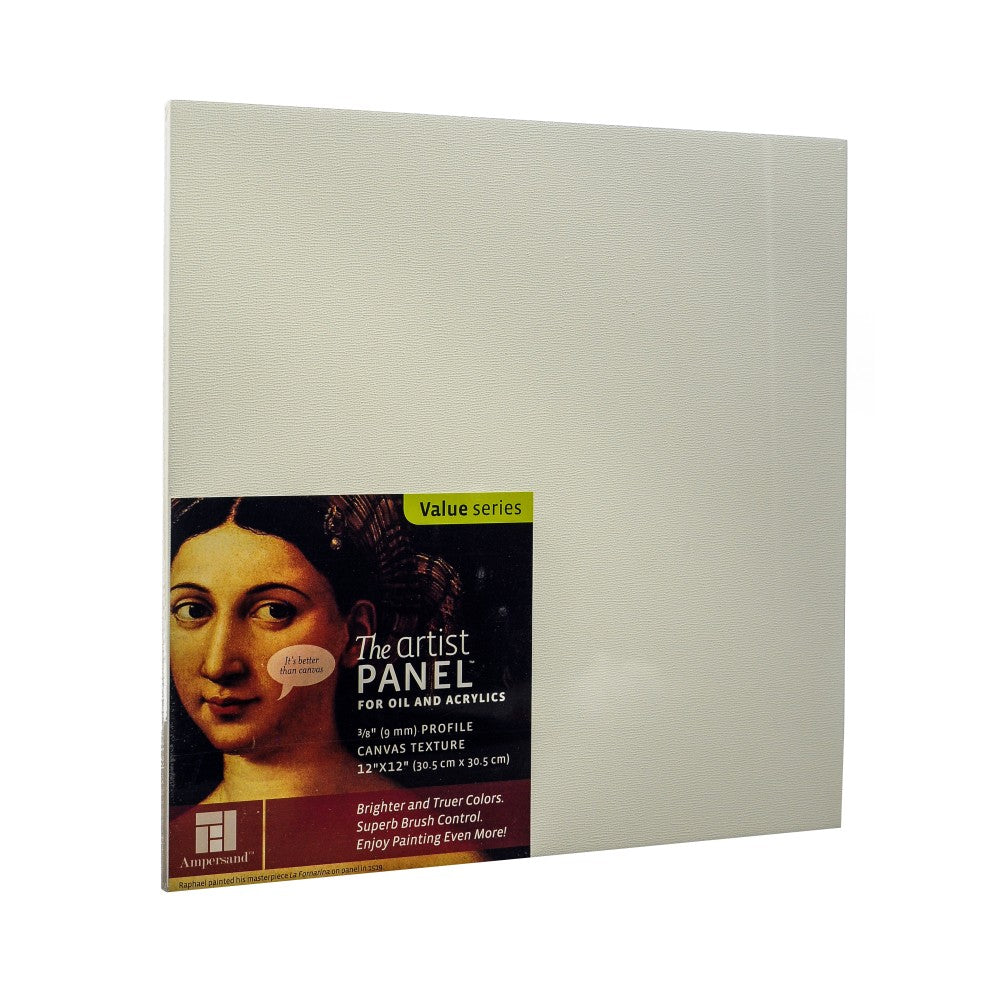 Ampersand Artist Panel Canvas Texture Flat Profile, 12in x 12in, 3/8in, Pack Of 2