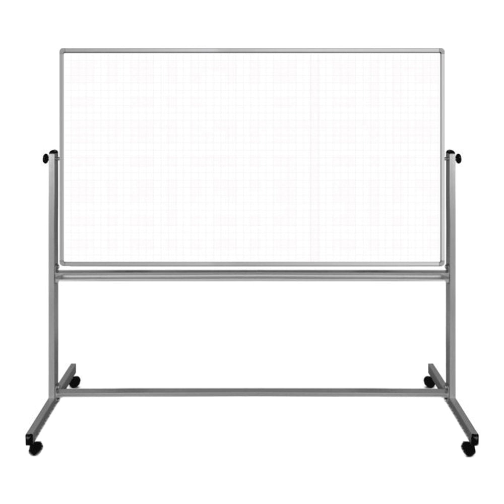 Luxor Ghost Grid Double-Sided Magnetic Mobile Dry-Erase Whiteboard, 40in x 72in, Aluminum Frame With Silver Finish