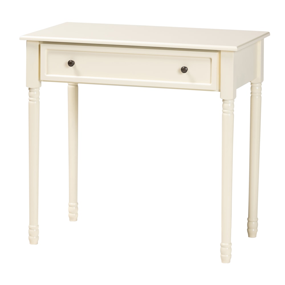 Baxton Studio Mahler 1-Drawer Console Table, 30-5/16inH x 31-1/2inW x 17-3/4inD, White