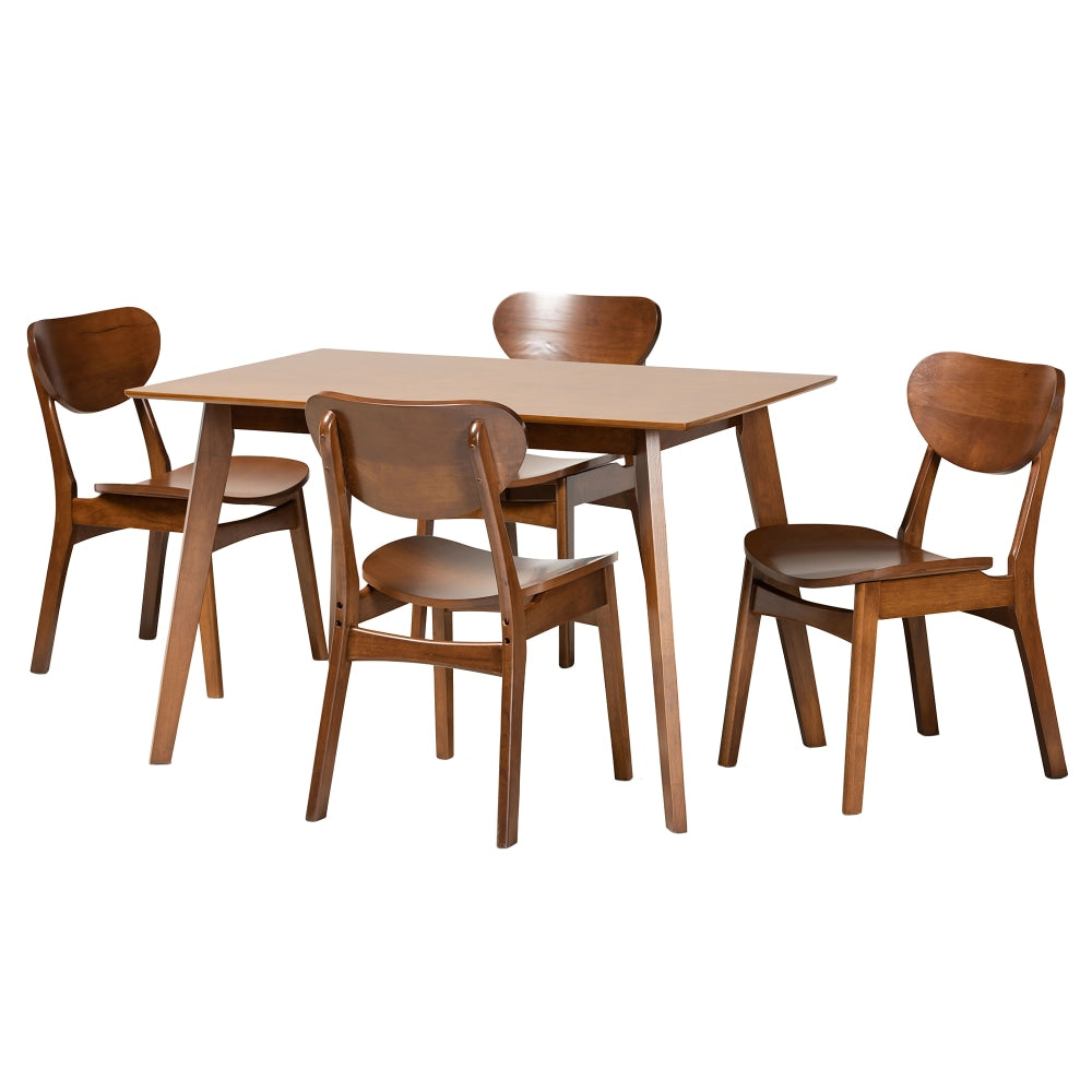 Baxton Studio Katya 5-Piece Dining Set, Walnut Brown
