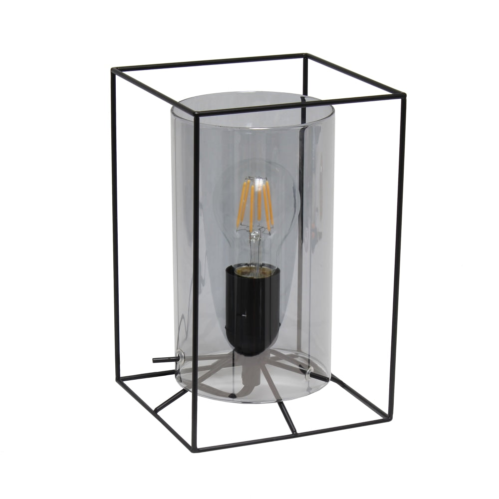 Lalia Home Metal Framed Table Lamp, 9inH, Smoky Shade/Black Base