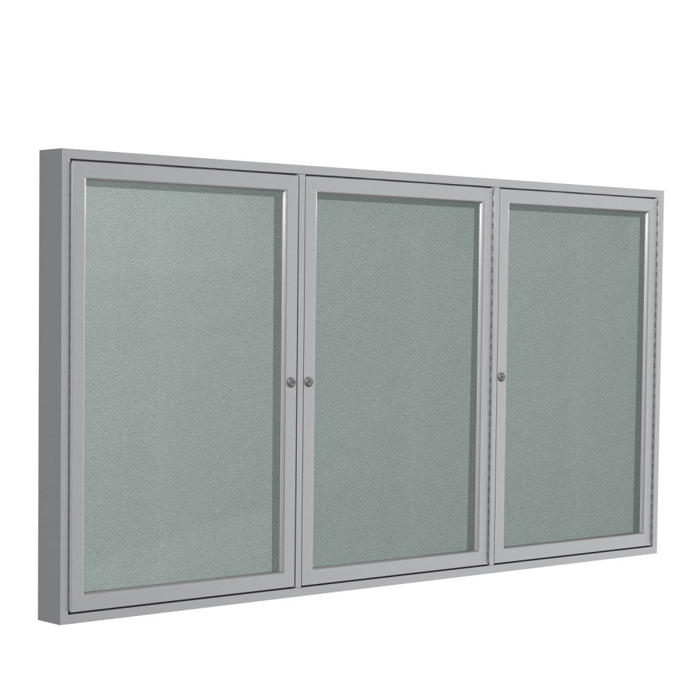 Ghent Traditional Enclosed 2-Door Vinyl Bulletin Board, 48in x 60in, Silver, Satin Aluminum Frame