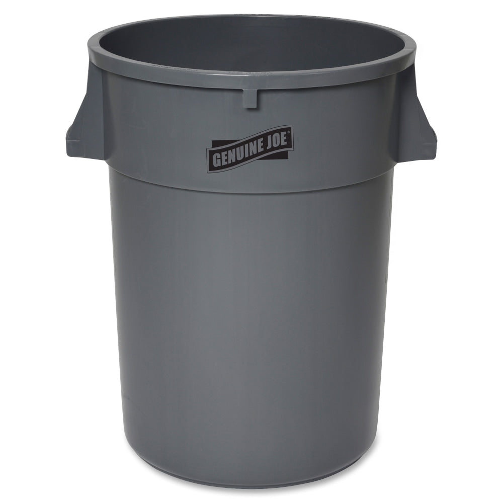 Genuine Joe 44-gal Heavy-duty Trash Container - 44 gal Capacity - Heavy Duty, Handle - 24in Height x 31.5in Width x 24in Depth - Gray - 4 / Carton
