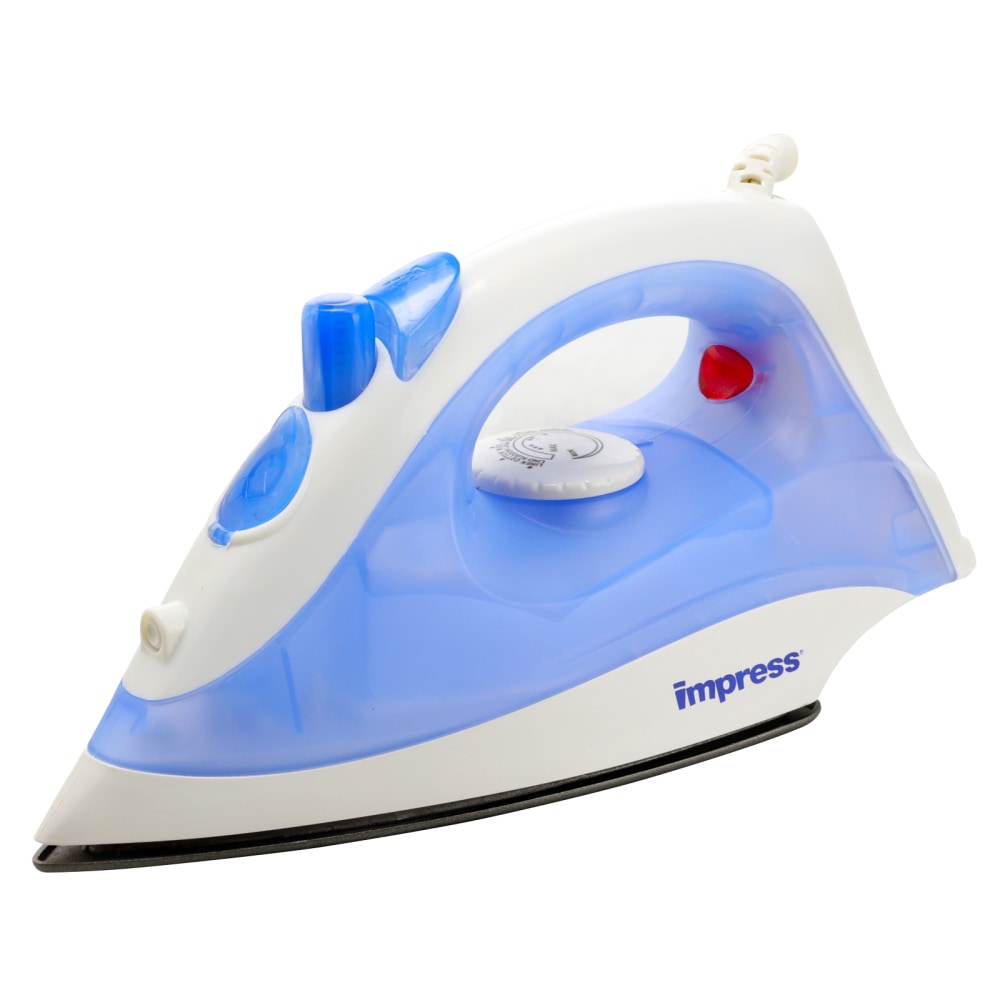 Impress Compact And Lightweight Steam And Dry Iron, 3-1/2in x 4-1/2in x 9-1/4in, Blue/White
