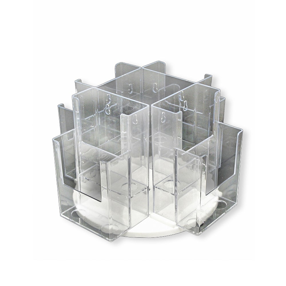 Azar Displays Revolving Brochure Holder, 8-Pocket, Crystal Styrene, 13inH x 13inW x 9inD, Clear