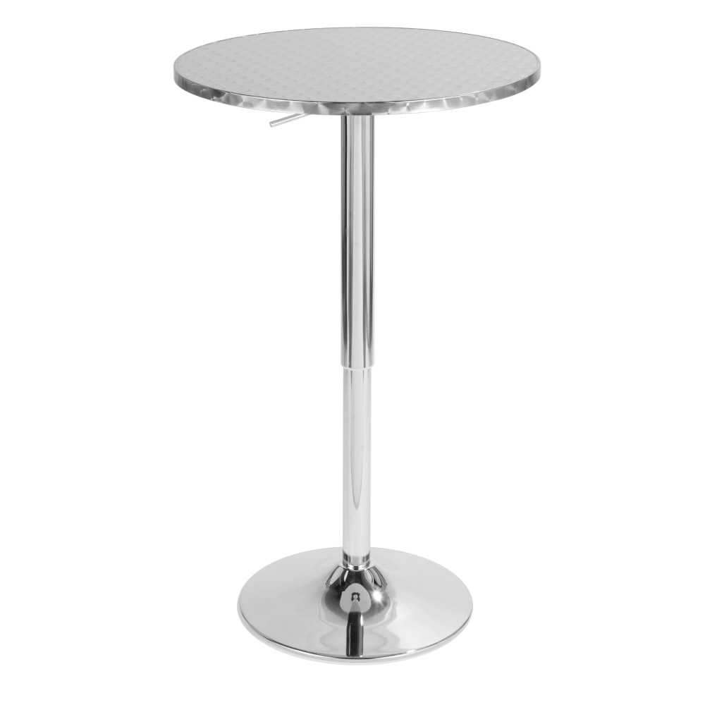 LumiSource Bistro Round Metal Bar Table, 41inH x 25-1/2inW x 25-1/2inD, Silver