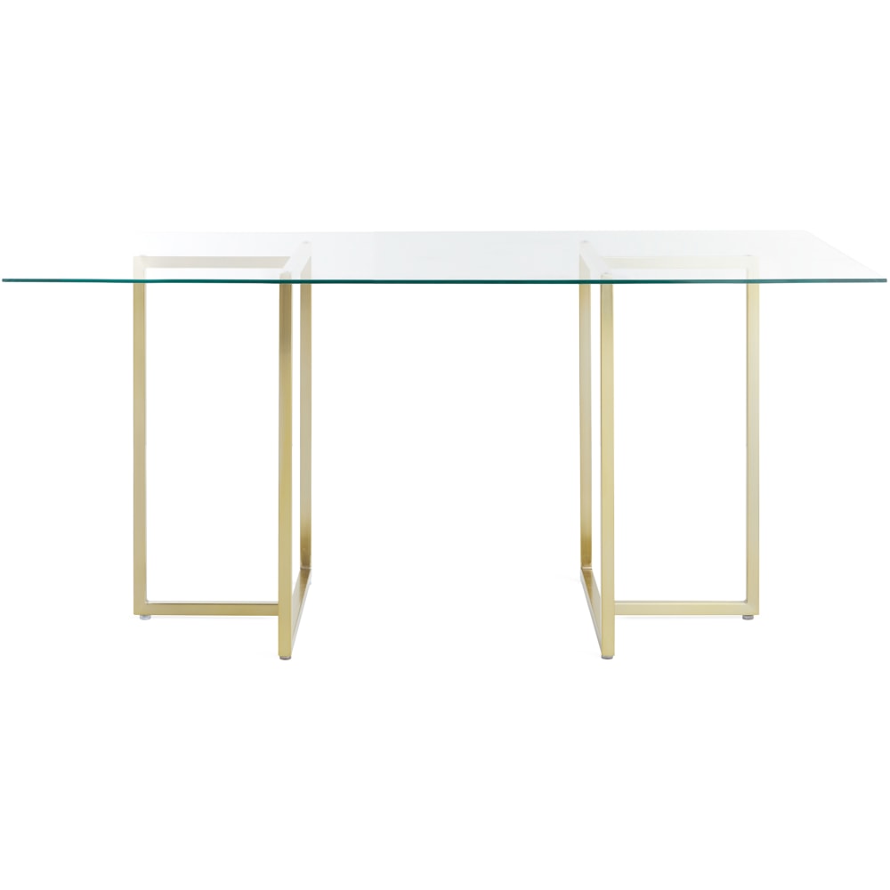 Eurostyle Legend Rectangle Dining Table, 30inH x 48inW x 29inD, Brushed Matte Gold/Clear