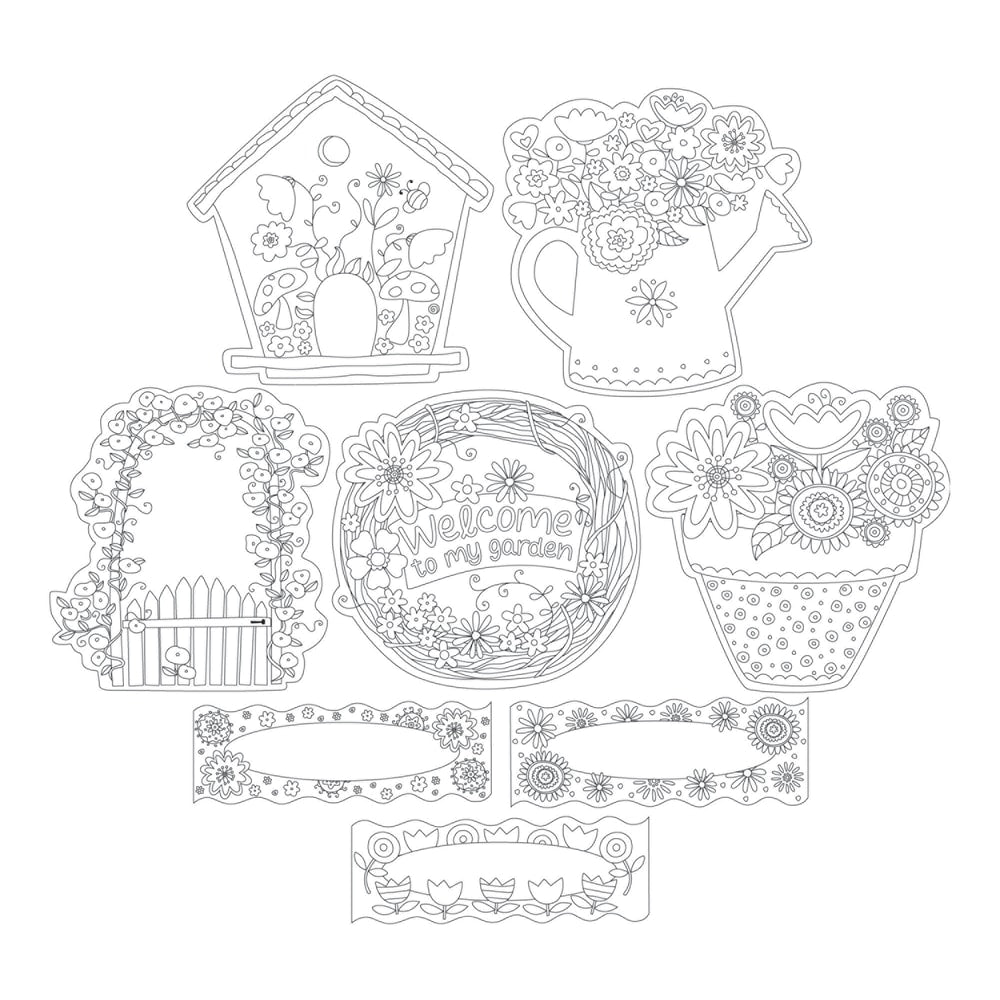 Barker Creek Accents, Double-Sided, Color Me! In My Garden, Pack Of 36