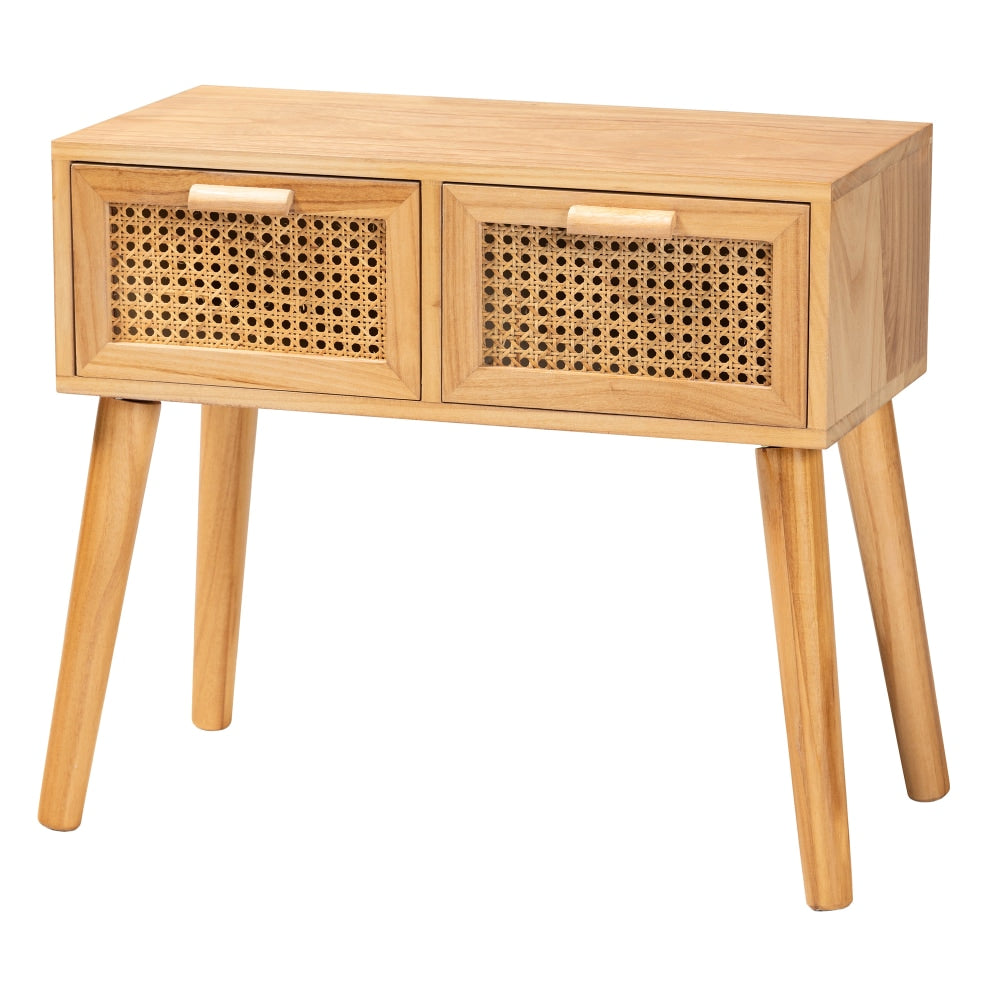 Baxton Studio Falan 2-Drawer Console Table, 21-3/4inH x 24-7/16inW x 11-5/8inD, Oak Brown