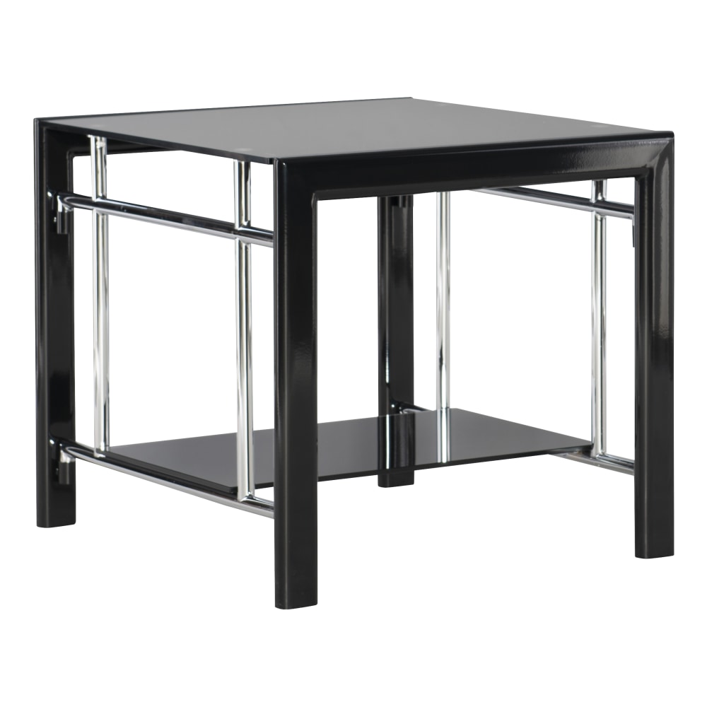 Powell Gerst Glass Side Table, 21-7/8inH x 26inW x 24inD, Black