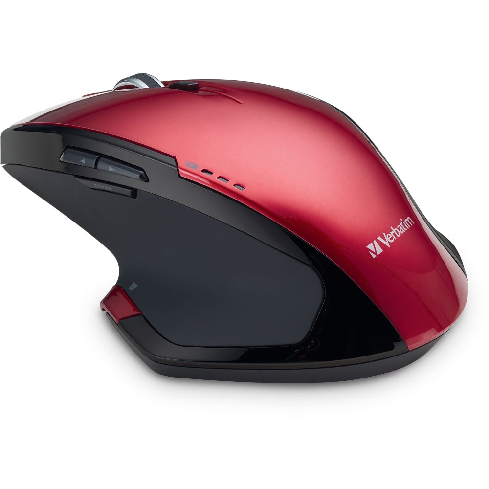 Verbatim Wireless USB 1.1 Desktop 8-Button Deluxe Blue LED Mouse, Red