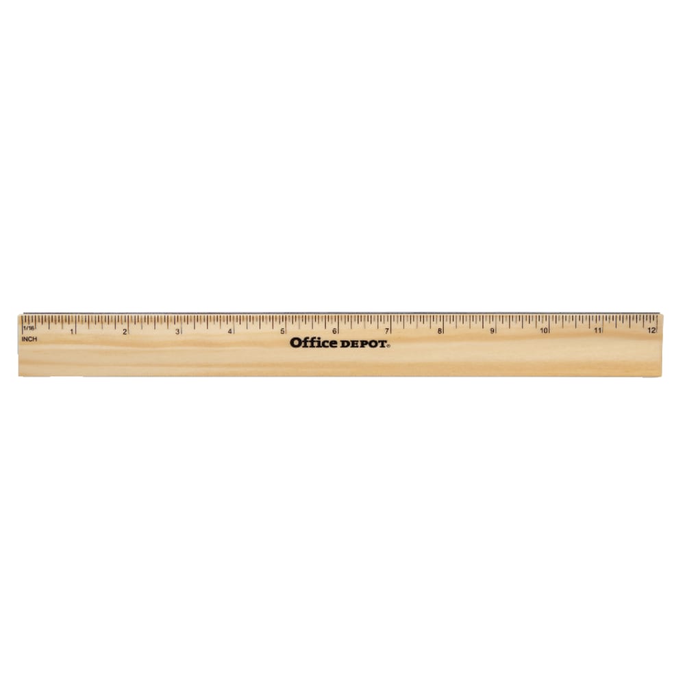 Office Depot Brand Wood Metal-Edge Ruler, 12in