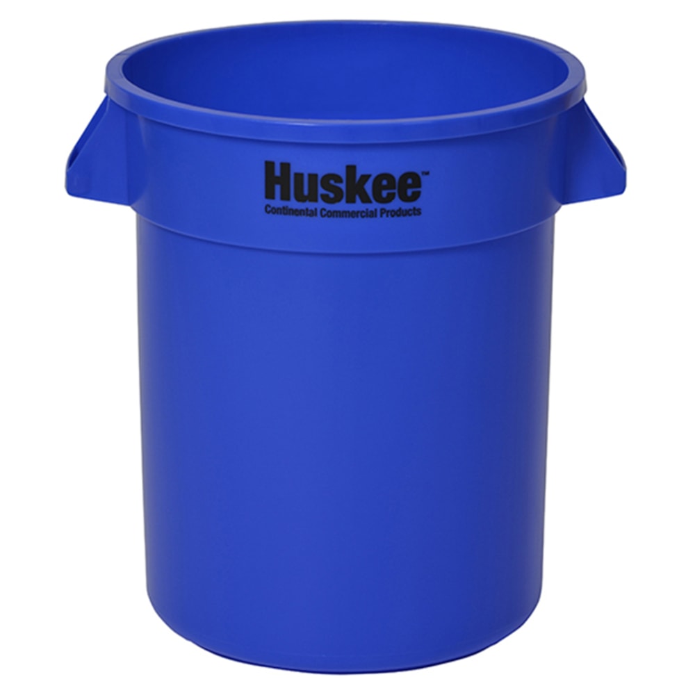 Continental Huskee Wall Hugger Round Poly Resin Trash Can, 20 Gallons, 22-1/2in x 22in, Blue