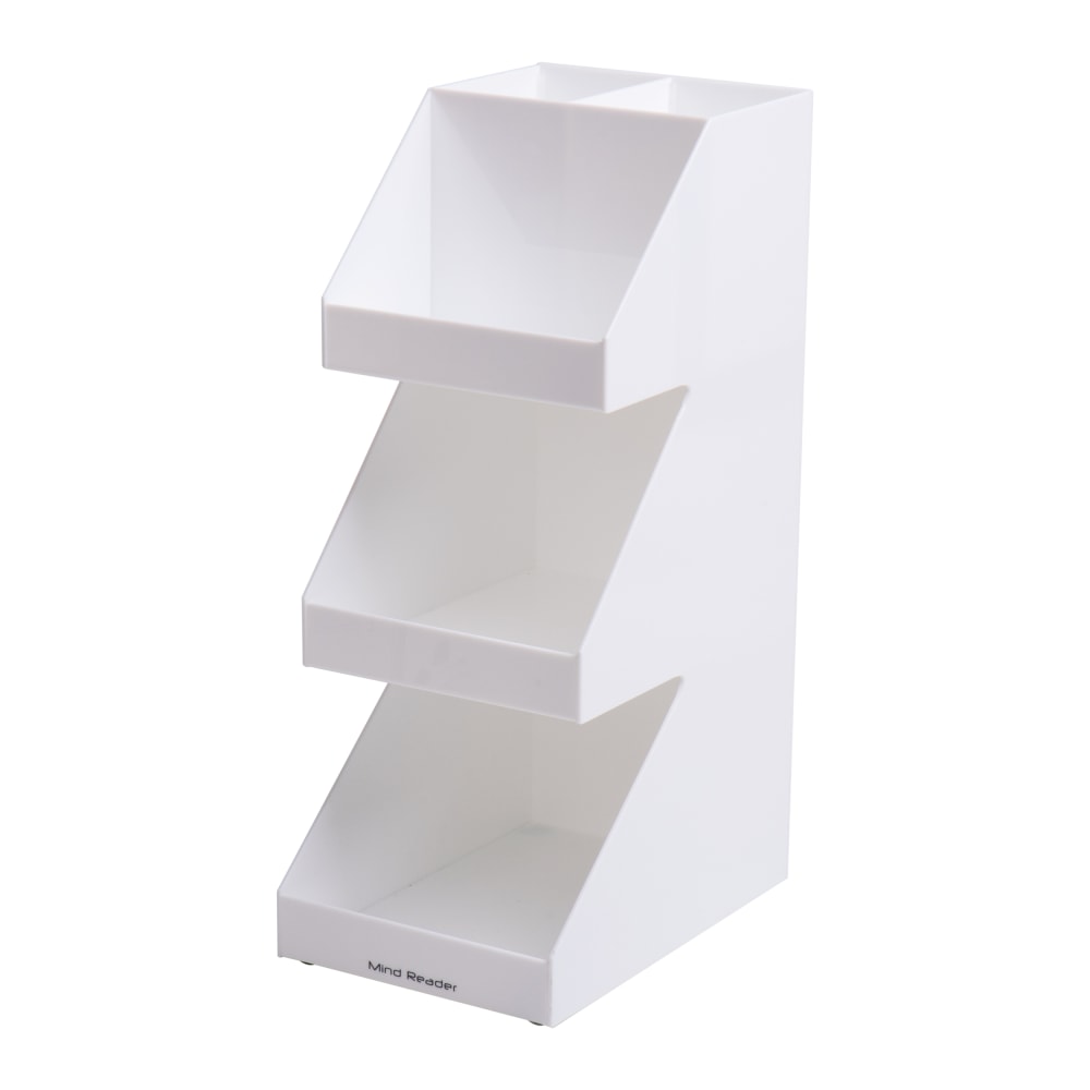 Mind Reader Coffee Tea Utensil and Condiment Countertop Organizer, 6inL x 9inW x 16inH, White