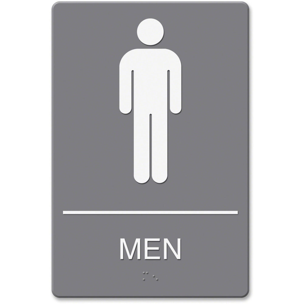 Headline ADA Restroom Sign, Mens, 6in x 9in, Gray