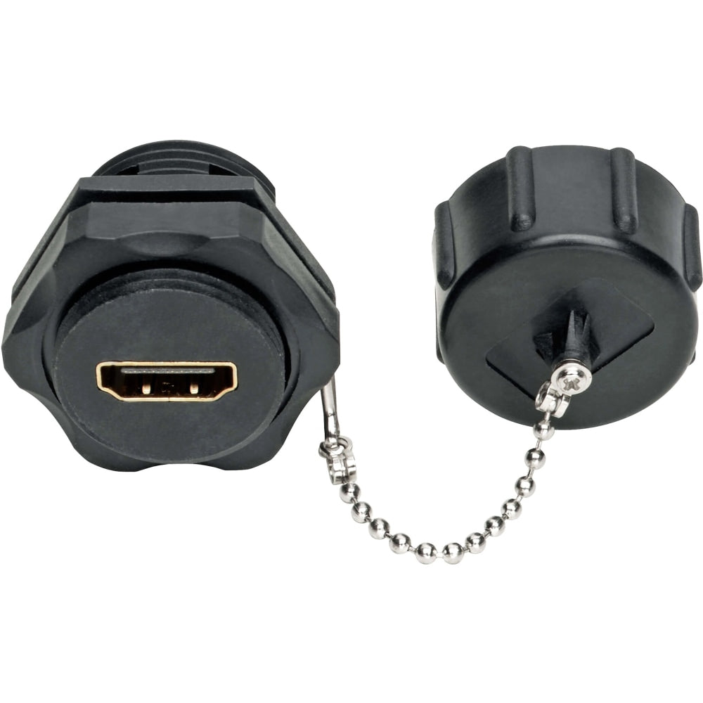 Tripp Lite 4K HDMI Coupler with Ethernet (F/F) Industrial High Speed 4K 60 Hz HDR IP68 Rated Dust Cap - 1 x HDMI Female Digital Audio/Video - 1 x HDMI Female Digital Audio/Video - 3840 x 2160 Supported - Black